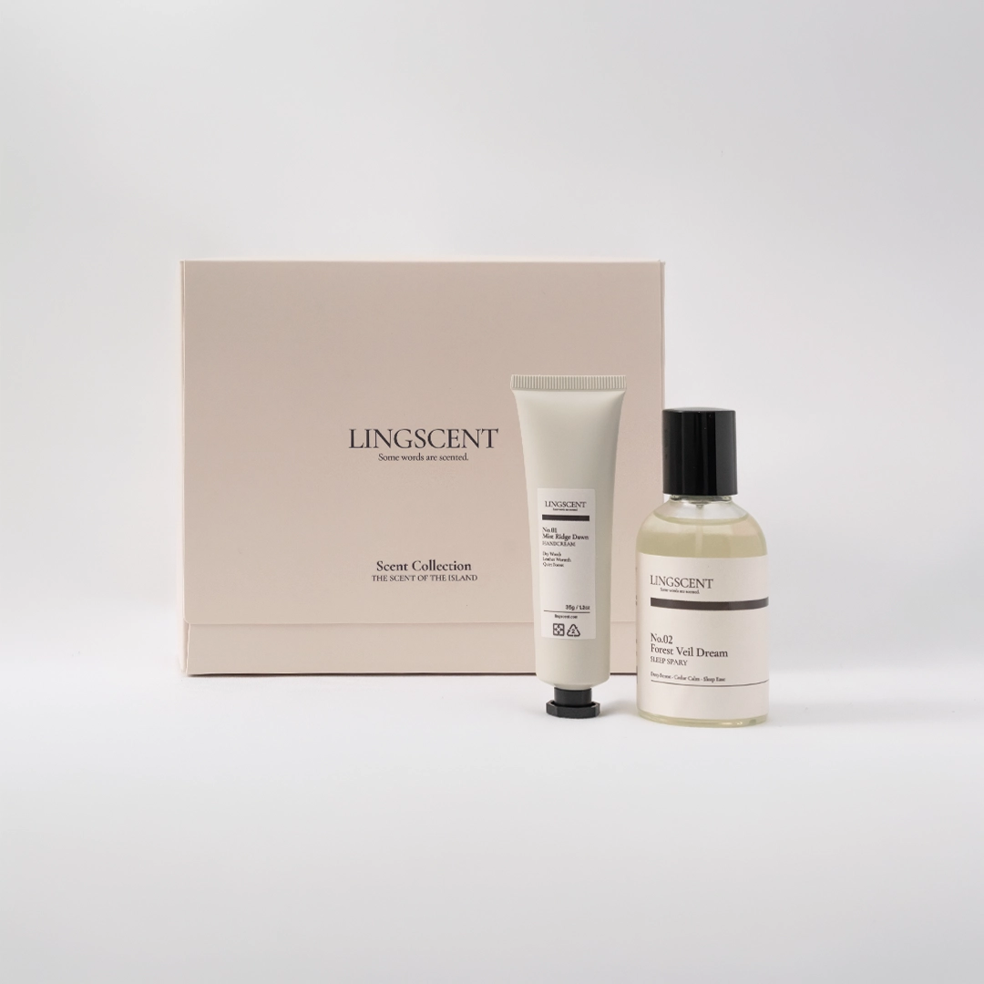 晨霧入夢香氛禮盒，No.01 護手霜與 No.02 睡眠噴霧組合